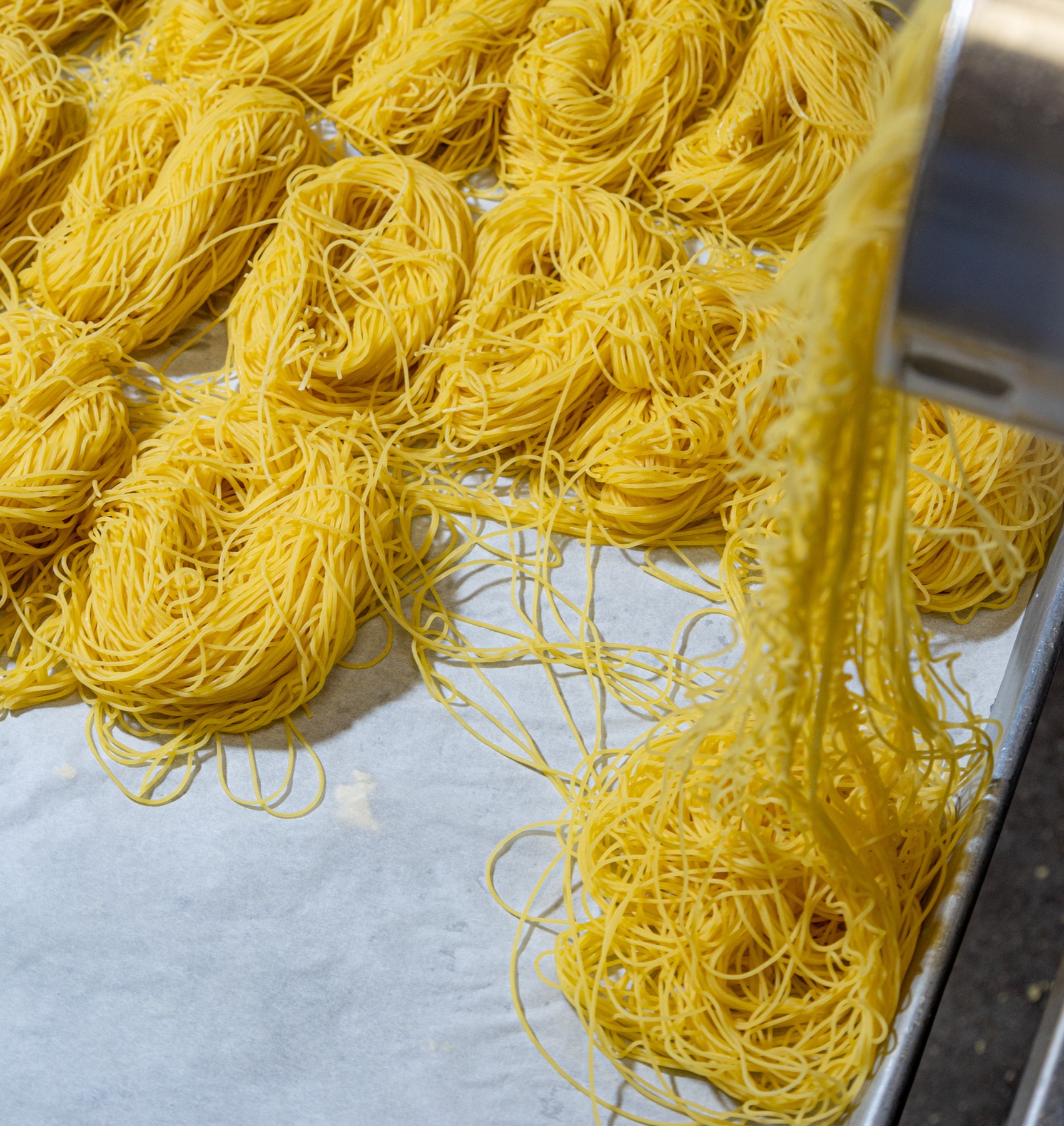Fresh pasta nests being made at Taglia Fresh Italian